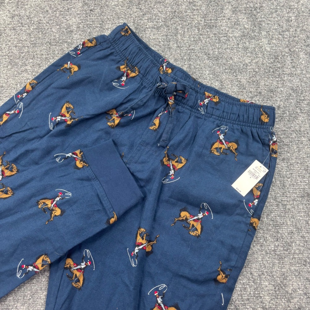 Old Navy Pajama Pants Small Blue Cowboy Rodeo Christmas Holiday Mens